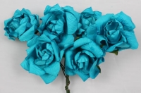 large curly roses teal